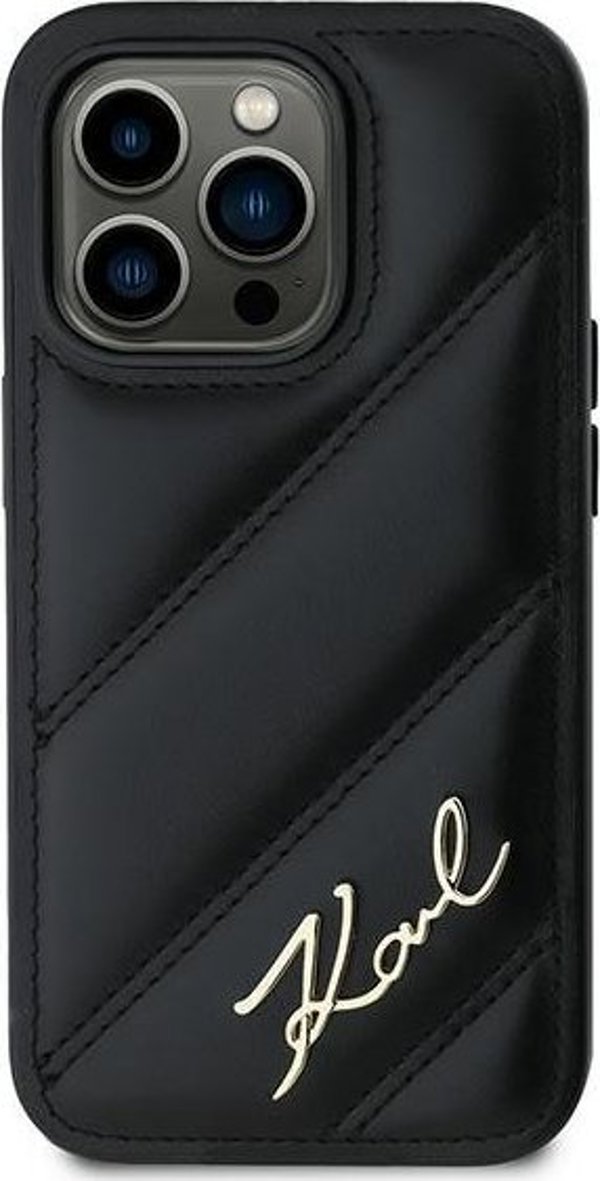 Karl Lagerfeld Karl Lagerfeld KLHCP13LPQDSMGK iPhone 13 Pro / 13 6.1" μαύρη σκληρή θήκη Διαγώνιο Καπιτονέ Script