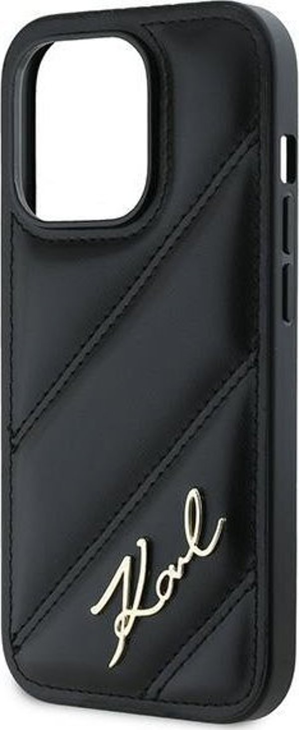 Karl Lagerfeld Karl Lagerfeld KLHCP13LPQDSMGK iPhone 13 Pro / 13 6.1" μαύρη σκληρή θήκη Διαγώνιο Καπιτονέ Script