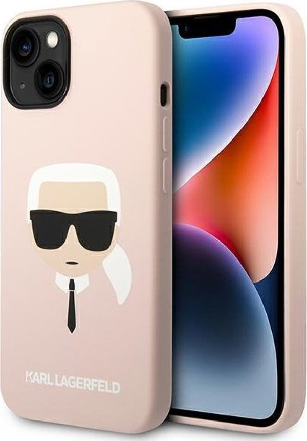 Σκληρή θήκη Karl Lagerfeld KLHMP14SSLKHLP Apple iPhone 14 ροζ σιλικόνης Karl`s Head Magsafe