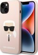 Σκληρή θήκη Karl Lagerfeld KLHMP14SSLKHLP Apple iPhone 14 ροζ σιλικόνης Karl`s Head Magsafe
