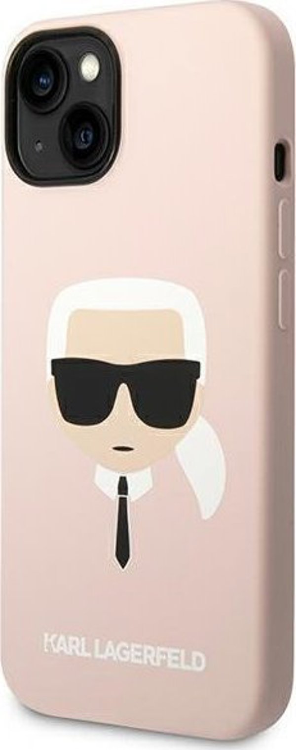 Σκληρή θήκη Karl Lagerfeld KLHMP14SSLKHLP Apple iPhone 14 ροζ σιλικόνης Karl`s Head Magsafe