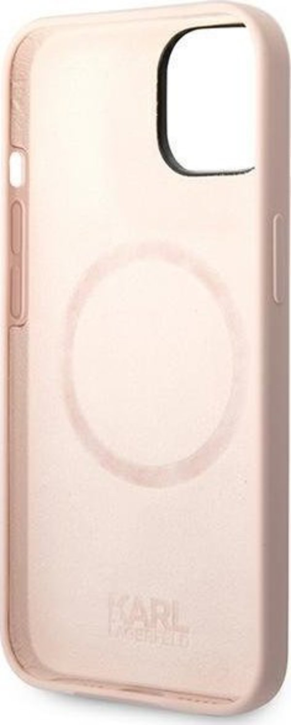 Σκληρή θήκη Karl Lagerfeld KLHMP14SSLKHLP Apple iPhone 14 ροζ σιλικόνης Karl`s Head Magsafe