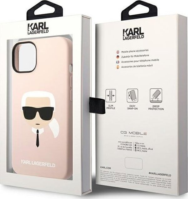 Σκληρή θήκη Karl Lagerfeld KLHMP14SSLKHLP Apple iPhone 14 ροζ σιλικόνης Karl`s Head Magsafe
