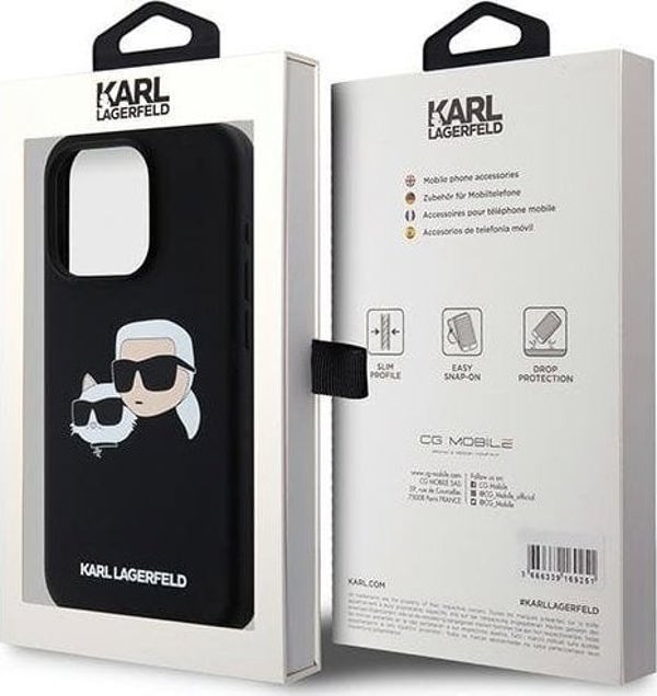 Σκληρή θήκη Karl Lagerfeld KLHMP15XSKCHPPLK iPhone 15 Pro Max 6.7" μαύρο/μαύρο σιλικόνης Karl & Choupette MagSafe