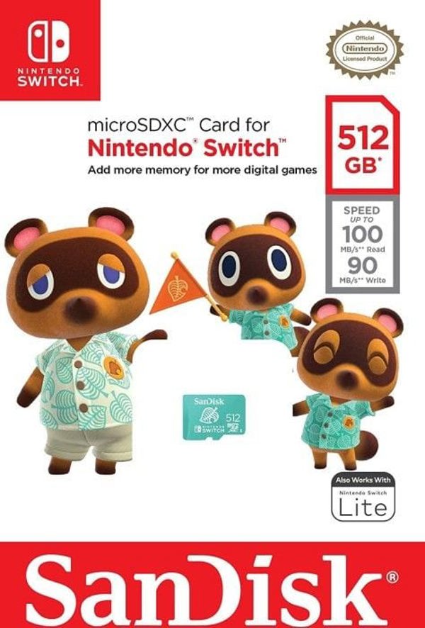 SanDisk MicroSDXC 512GB Κάρτα Μνήμης για Nintendo Switch, Class 10, UHS-I, U3, A1, V30 (SDSQXAO-512G-GNCZN)