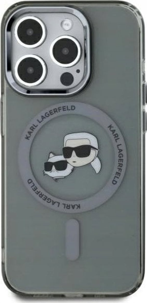 Σκληρή θήκη Karl Lagerfeld KLHMP15LHLSKCK iPhone 15 Pro 6.1" μαύρο/μαύρο IML Metal Karl&Choupette Head MagSafe