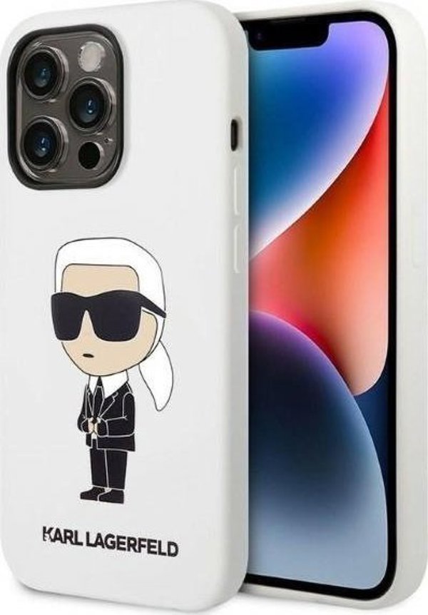 Θήκη Karl Lagerfeld KLHCP14XSNIKBCH Apple iPhone 14 Pro Max σκληρή θήκη λευκή Σιλικόνη Ikonik