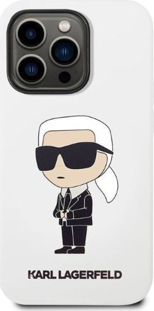 Θήκη Karl Lagerfeld KLHCP14XSNIKBCH Apple iPhone 14 Pro Max σκληρή θήκη λευκή Σιλικόνη Ikonik
