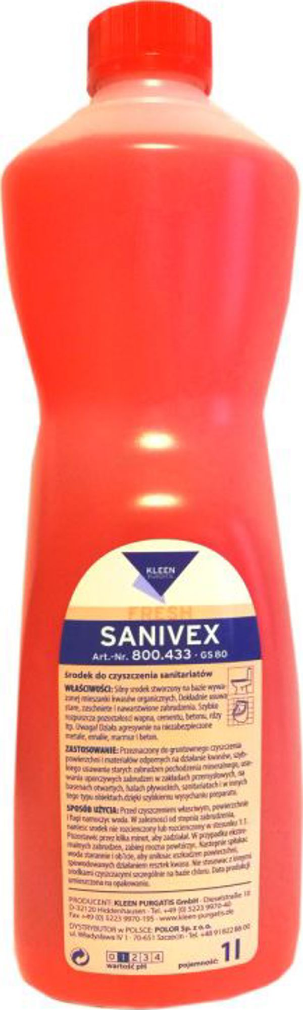 Karimex 800.433 - Sanivex - 1L, ισχυρό καθαριστικό για βαθύ καθαρισμό επιφανειών ανθεκτικών σε ισχυρά οξέα