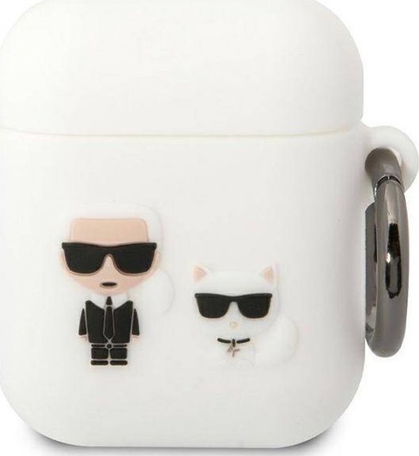 Κάλυμμα Karl Lagerfeld KLACA2SILKCW AirPods 1/2 λευκό σιλικόνης Karl & Choupette