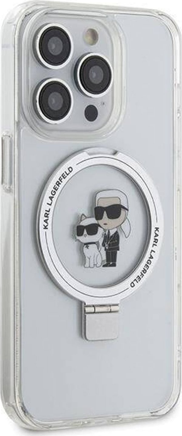 Karl Lagerfeld Karl Lagerfeld KLHMP13LHMRSKCH iPhone 13 Pro / 13 6.1" λευκή/λευκό σκληρή θήκη Ring Stand Karl&Choupettte MagSafe