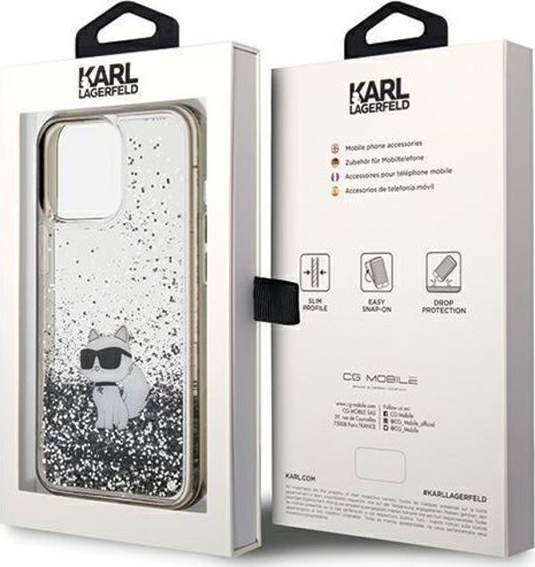 Διάφανη σκληρή θήκη Karl Lagerfeld KLHCP13XLKCNSK iPhone 13 Pro Max 6.7" Liquid Glitter Choupette