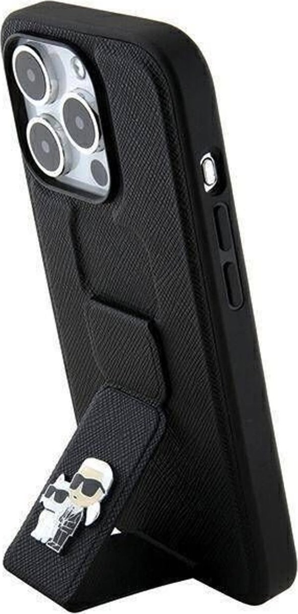Karl Lagerfeld Karl Lagerfeld KLHCP14LGSAKCPK iPhone 14 Pro 6.1" μαύρη/black σκληρή θήκη Gripstand Saffiano Karl&Choupette Pins