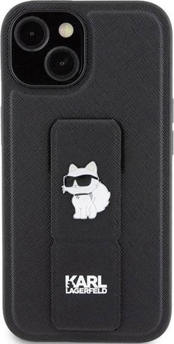 Karl Lagerfeld Karl Lagerfeld KLHCP15SGSACHPK iPhone 15 6.1" μαύρο/black σκληρή θήκη Gripstand Saffiano Choupette Pins