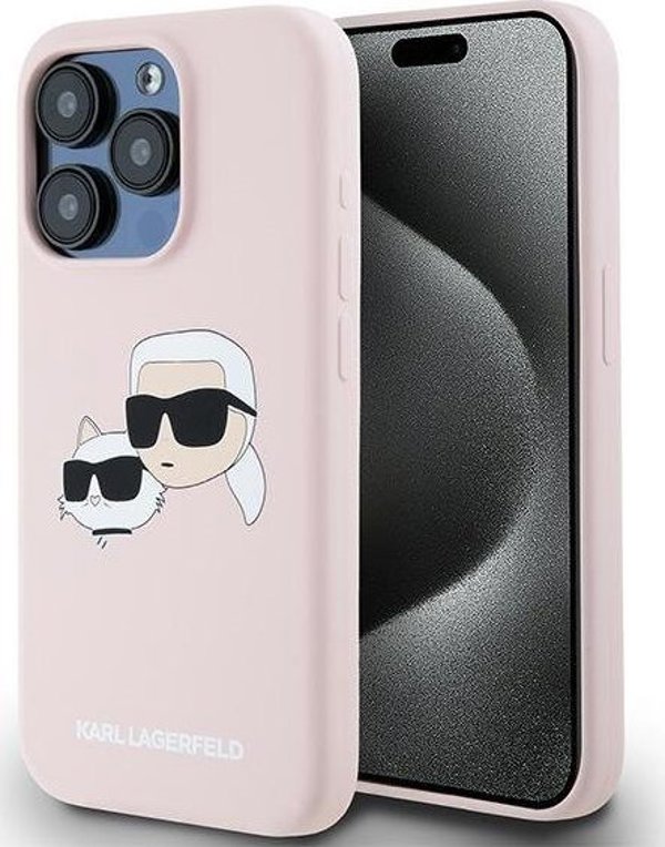 Σκληρή θήκη Karl Lagerfeld KLHMP15XSKCHPPLP iPhone 15 Pro Max 6.7" ροζ σιλικόνης Karl & Choupette MagSafe
