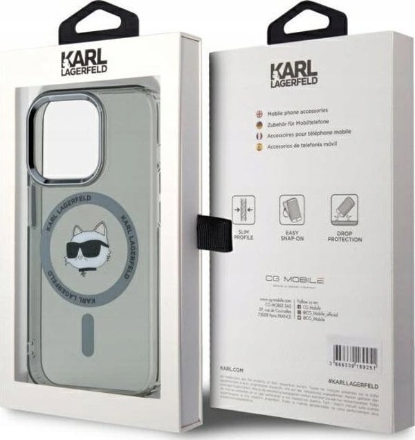 Σκληρή θήκη Karl Lagerfeld KLHMP15XHLSCHK iPhone 15 Pro Max 6.7" μαύρο/μαύρο IML Metal Choupette Head MagSafe