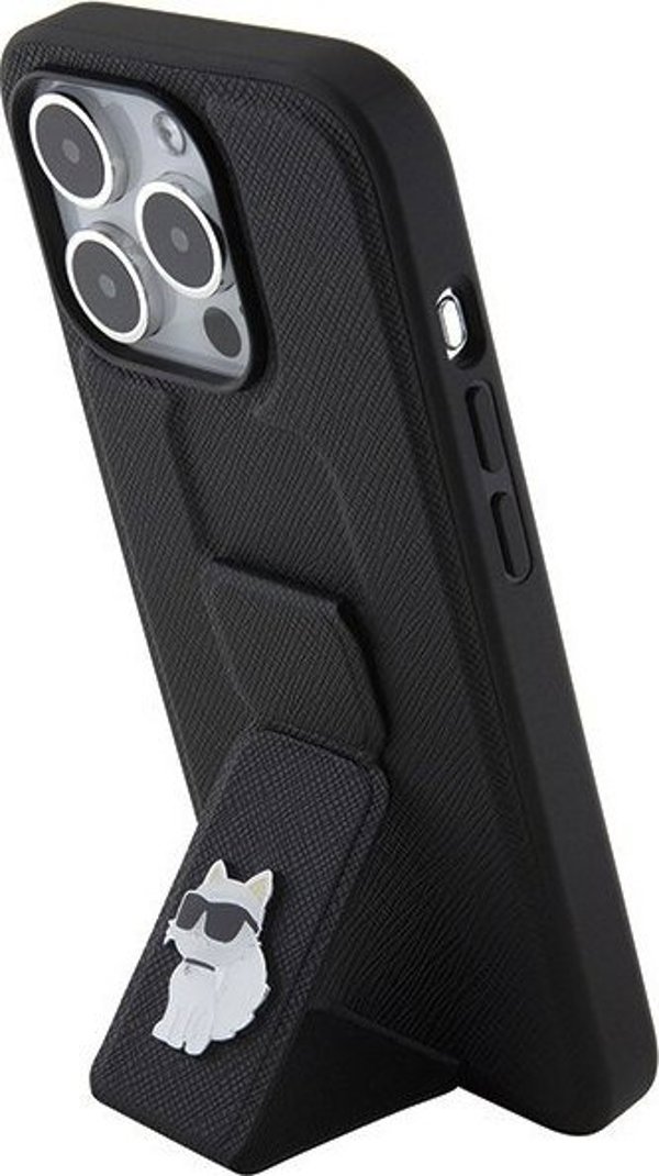 Karl Lagerfeld Karl Lagerfeld KLHCP15LGSACHPK iPhone 15 Pro 6.1" μαύρη σκληρή θήκη Gripstand Saffiano Choupette Pins