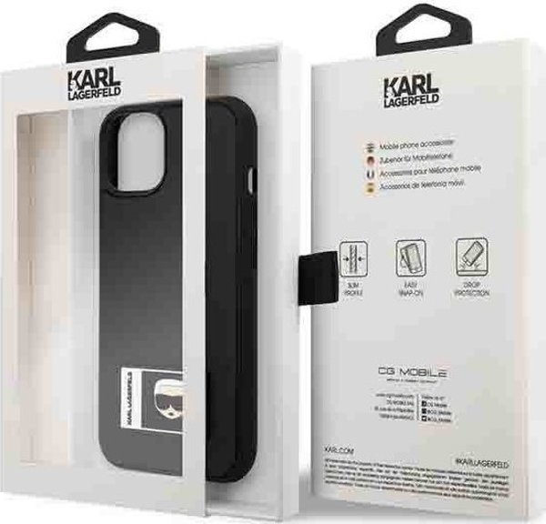 Θήκη Karl Lagerfeld για iPhone 13 6,1" μαύρη/black σκληρή θήκη Ikonik Patch