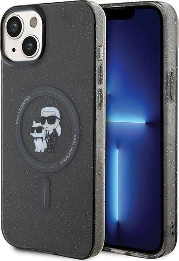 Σκληρή θήκη Karl Lagerfeld Karl Lagerfeld KLHMP15MHGKCNOK iPhone 15 Plus / 14 Plus 6.7" μαύρο Karl&Choupette Glitter MagSafe