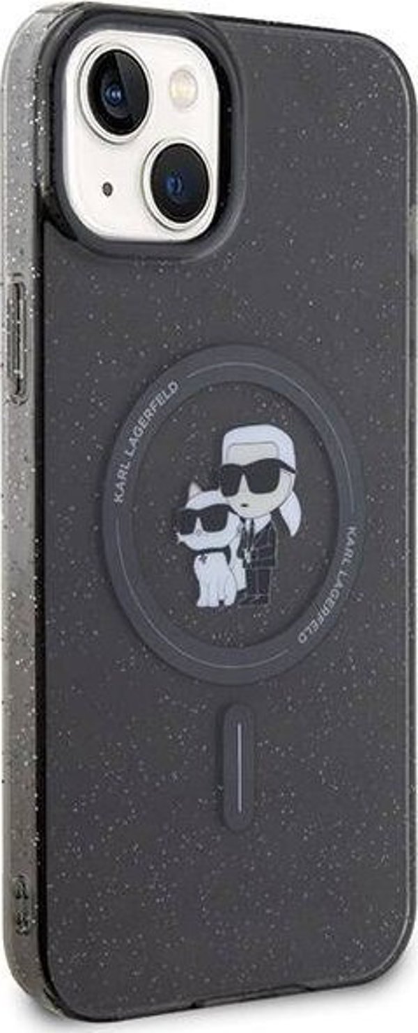 Σκληρή θήκη Karl Lagerfeld Karl Lagerfeld KLHMP15MHGKCNOK iPhone 15 Plus / 14 Plus 6.7" μαύρο Karl&Choupette Glitter MagSafe