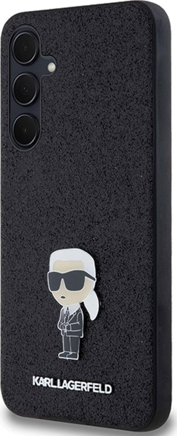 Σκληρή θήκη Karl Lagerfeld KLHCSA55GKNPSK A55 A556 μαύρο/μαύρο Fixed Glitter Ikonik Logo Metal Pin