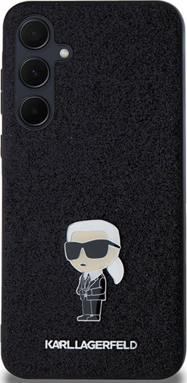 Σκληρή θήκη Karl Lagerfeld KLHCSA55GKNPSK A55 A556 μαύρο/μαύρο Fixed Glitter Ikonik Logo Metal Pin
