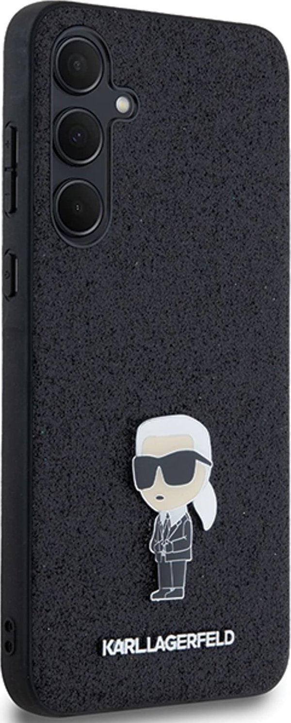 Σκληρή θήκη Karl Lagerfeld KLHCSA55GKNPSK A55 A556 μαύρο/μαύρο Fixed Glitter Ikonik Logo Metal Pin