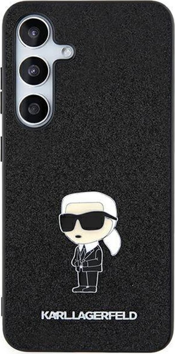 Σκληρή θήκη Karl Lagerfeld KLHCSA55GKNPSK A55 A556 μαύρο/μαύρο Fixed Glitter Ikonik Logo Metal Pin