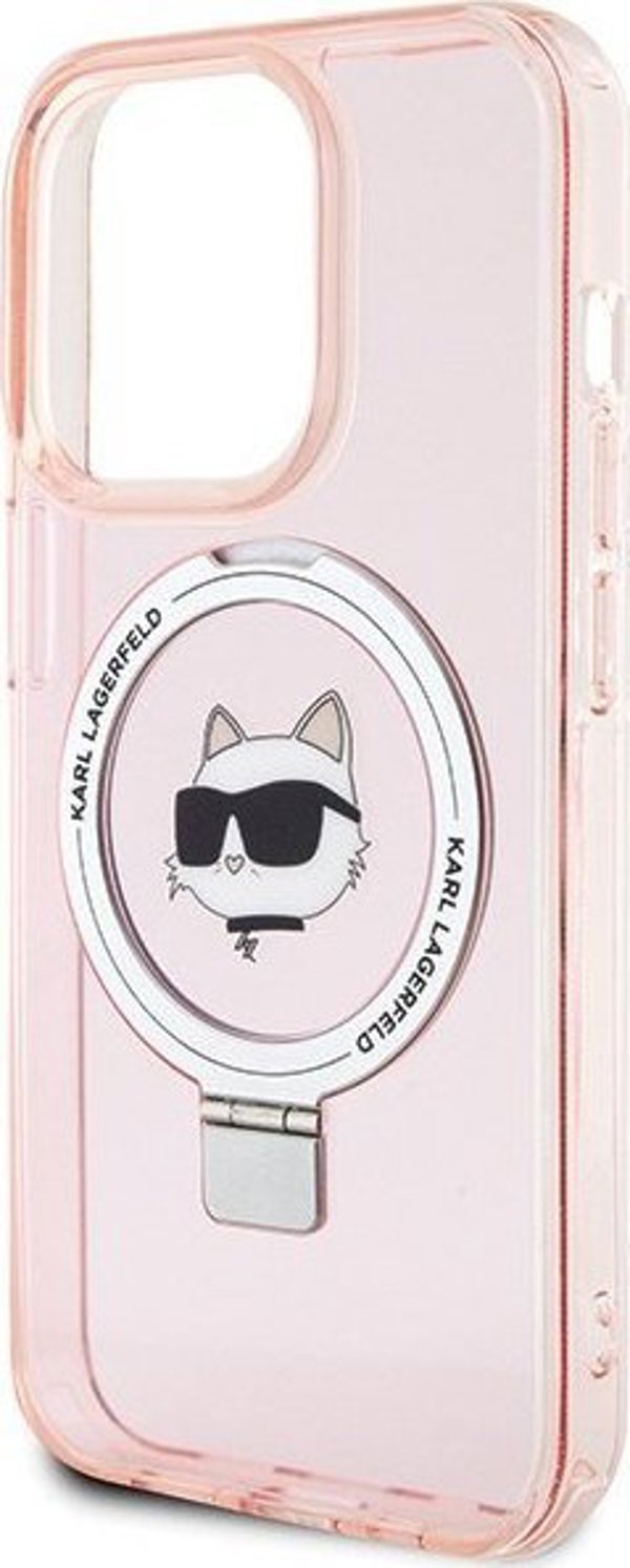 Karl Lagerfeld Karl Lagerfeld KLHMP15XHMRSCHP iPhone 15 Pro Max 6.7" ροζ σκληρή θήκη Ring Stand Choupette Head MagSafe