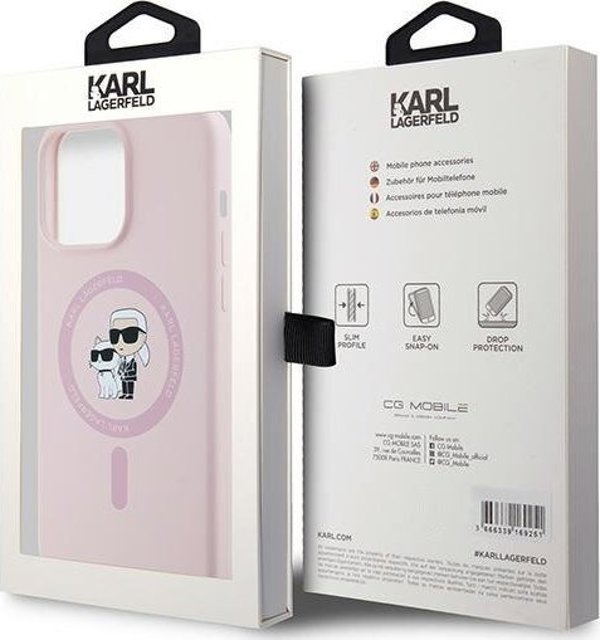Karl Lagerfeld Karl Lagerfeld KLHMP15XSCMKCRHP iPhone 15 Pro Max 6.7" ροζ/ροζ σκληρή θήκη σιλικόνης Karl & Choupette Ring MagSafe