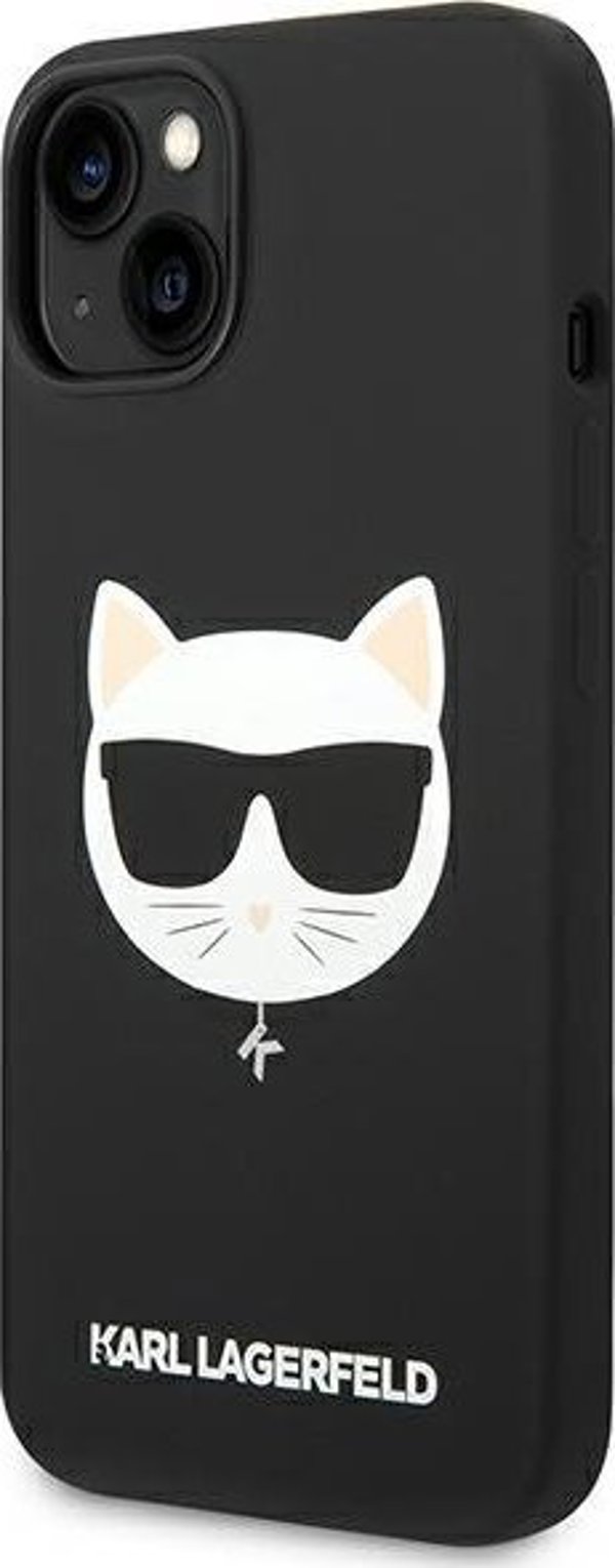 Σκληρή θήκη Karl Lagerfeld KLHMP14MSLCHBK Apple iPhone 14 Plus μαύρη Σιλικόνη Choupette Head Magsafe