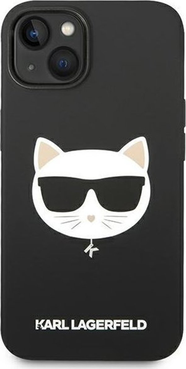 Σκληρή θήκη Karl Lagerfeld KLHMP14MSLCHBK Apple iPhone 14 Plus μαύρη Σιλικόνη Choupette Head Magsafe