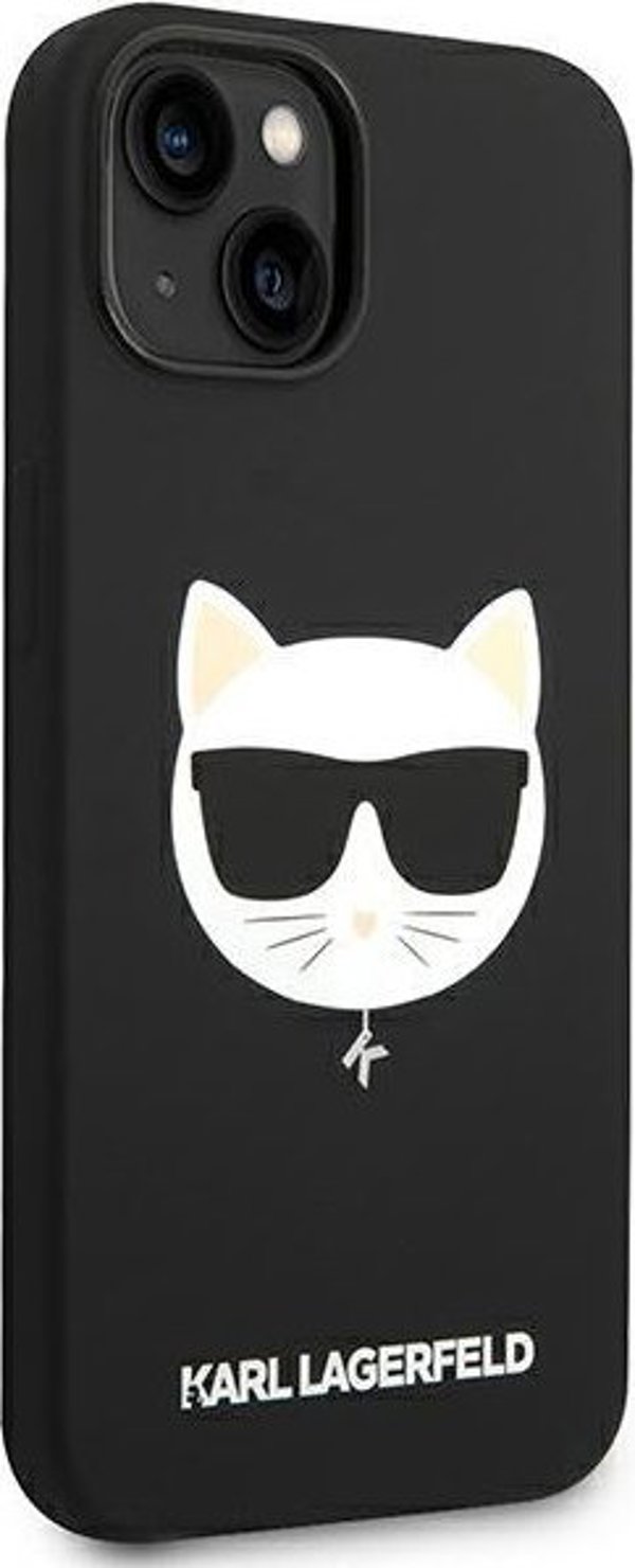 Σκληρή θήκη Karl Lagerfeld KLHMP14MSLCHBK Apple iPhone 14 Plus μαύρη Σιλικόνη Choupette Head Magsafe