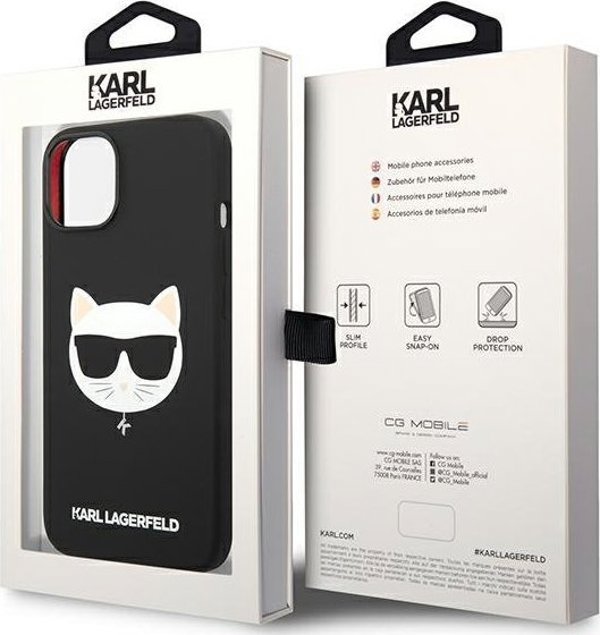 Σκληρή θήκη Karl Lagerfeld KLHMP14MSLCHBK Apple iPhone 14 Plus μαύρη Σιλικόνη Choupette Head Magsafe
