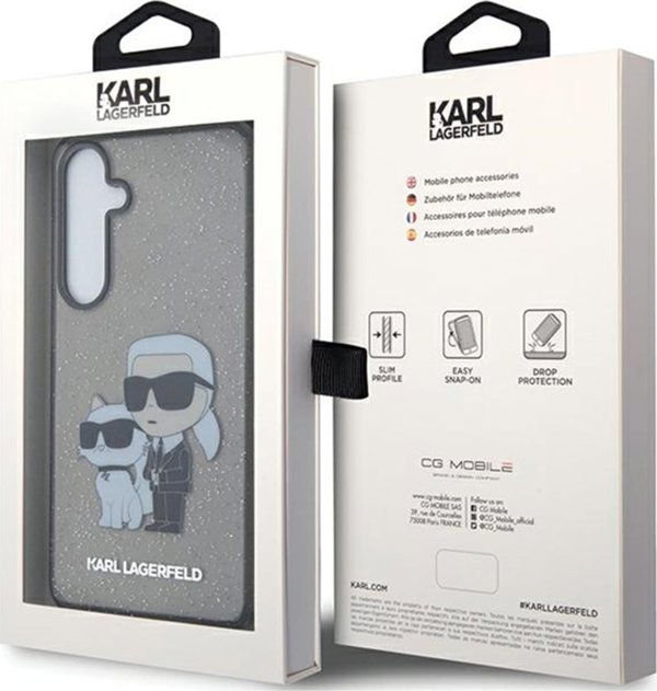 Σκληρή θήκη Karl Lagerfeld Etui Karl Lagerfeld KLHCS24MHNKCTGK Samsung Galaxy S24+ Plus Glitter Karl&Choupette czarny/black