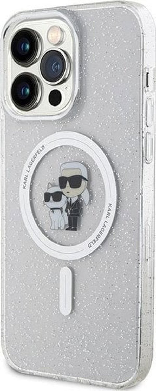 Διαφανής σκληρή θήκη Karl Lagerfeld KLHMP15XHGKCNOT iPhone 15 Pro Max 6.7" Karl&Choupette Glitter MagSafe