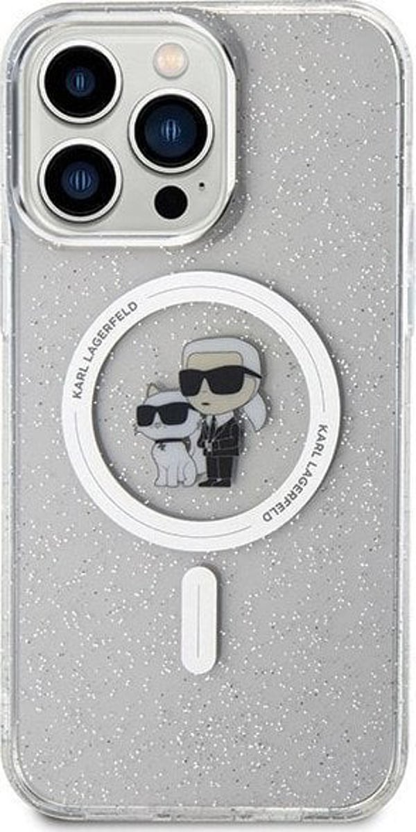 Διαφανής σκληρή θήκη Karl Lagerfeld KLHMP15XHGKCNOT iPhone 15 Pro Max 6.7" Karl&Choupette Glitter MagSafe