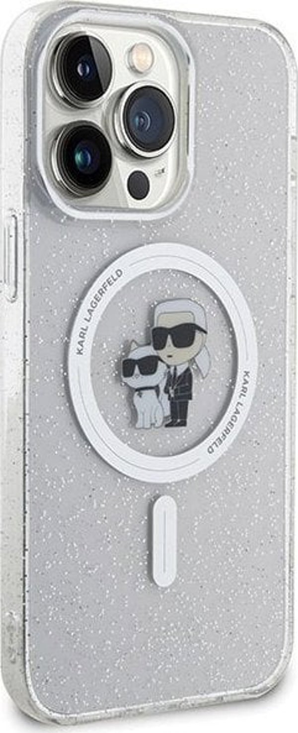 Διαφανής σκληρή θήκη Karl Lagerfeld KLHMP15XHGKCNOT iPhone 15 Pro Max 6.7" Karl&Choupette Glitter MagSafe