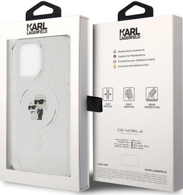Διαφανής σκληρή θήκη Karl Lagerfeld KLHMP15XHGKCNOT iPhone 15 Pro Max 6.7" Karl&Choupette Glitter MagSafe