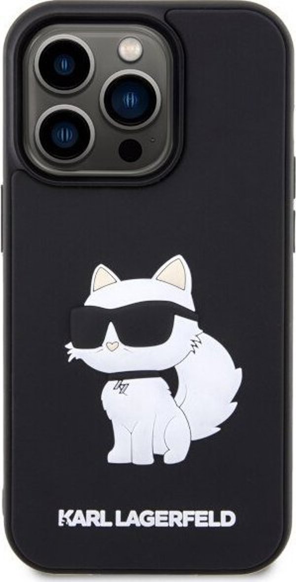 Σκληρή θήκη Karl Lagerfeld KLHCP14L3DRKHNK Apple iPhone 14 Pro μαύρη Rubber Choupette 3D
