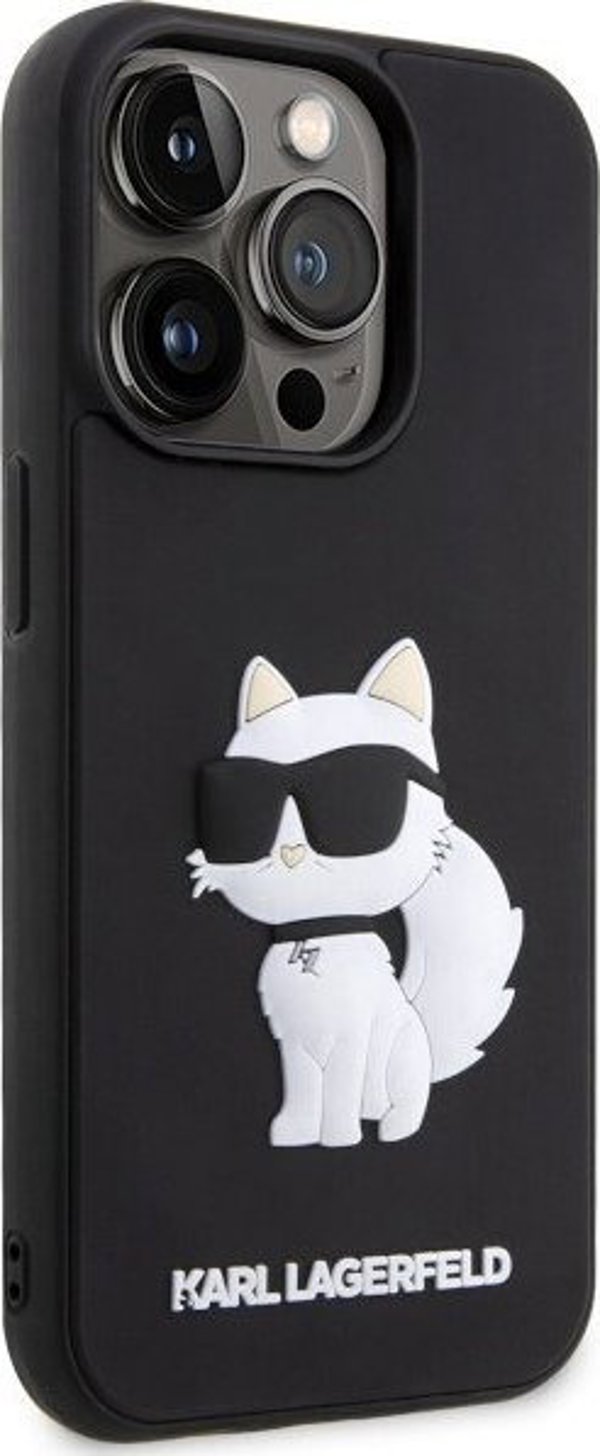 Σκληρή θήκη Karl Lagerfeld KLHCP14L3DRKHNK Apple iPhone 14 Pro μαύρη Rubber Choupette 3D