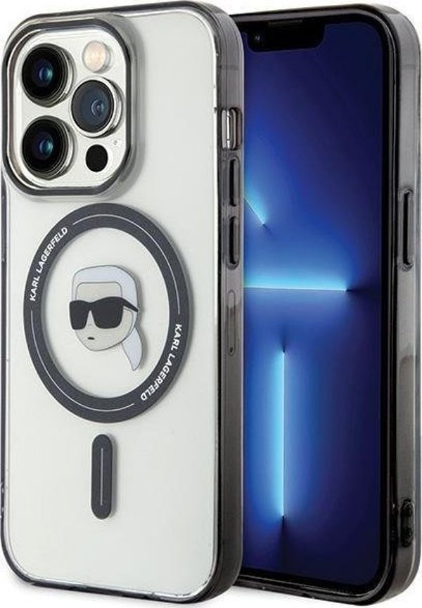 Σκληρή θήκη Karl Lagerfeld KLHMP15LHKHNOTK για iPhone 15 Pro 6.1" διαφανής IML Karl`s Head MagSafe
