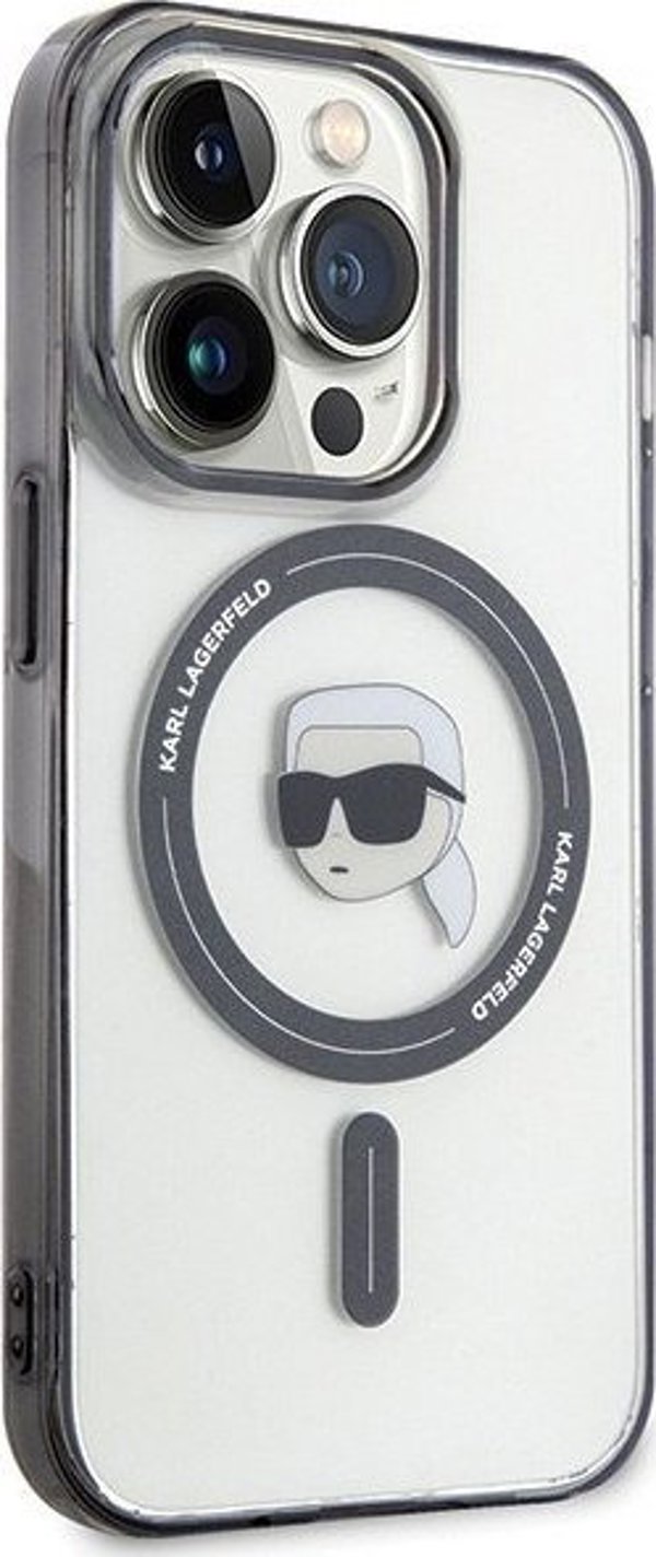 Σκληρή θήκη Karl Lagerfeld KLHMP15LHKHNOTK για iPhone 15 Pro 6.1" διαφανής IML Karl`s Head MagSafe