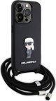 Karl Lagerfeld Karl Lagerfeld KLHCP15LSASKNPSK iPhone 15 Pro 6.1" σκληρή θήκη μαύρη Crossbody Saffiano Monogram Metal Pin Karl & Choupette