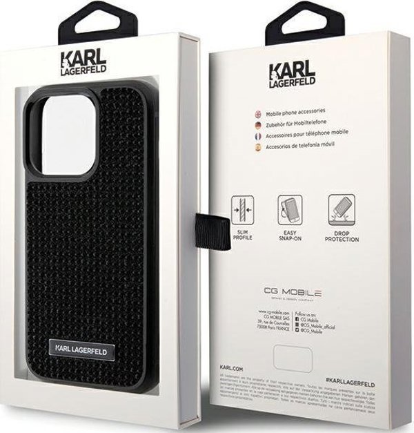 Karl Lagerfeld Karl Lagerfeld KLHCP15LHDSPLK iPhone 15 Pro 6.1" μαύρο σκληρή θήκη Rhinestone Logo Metal Plate