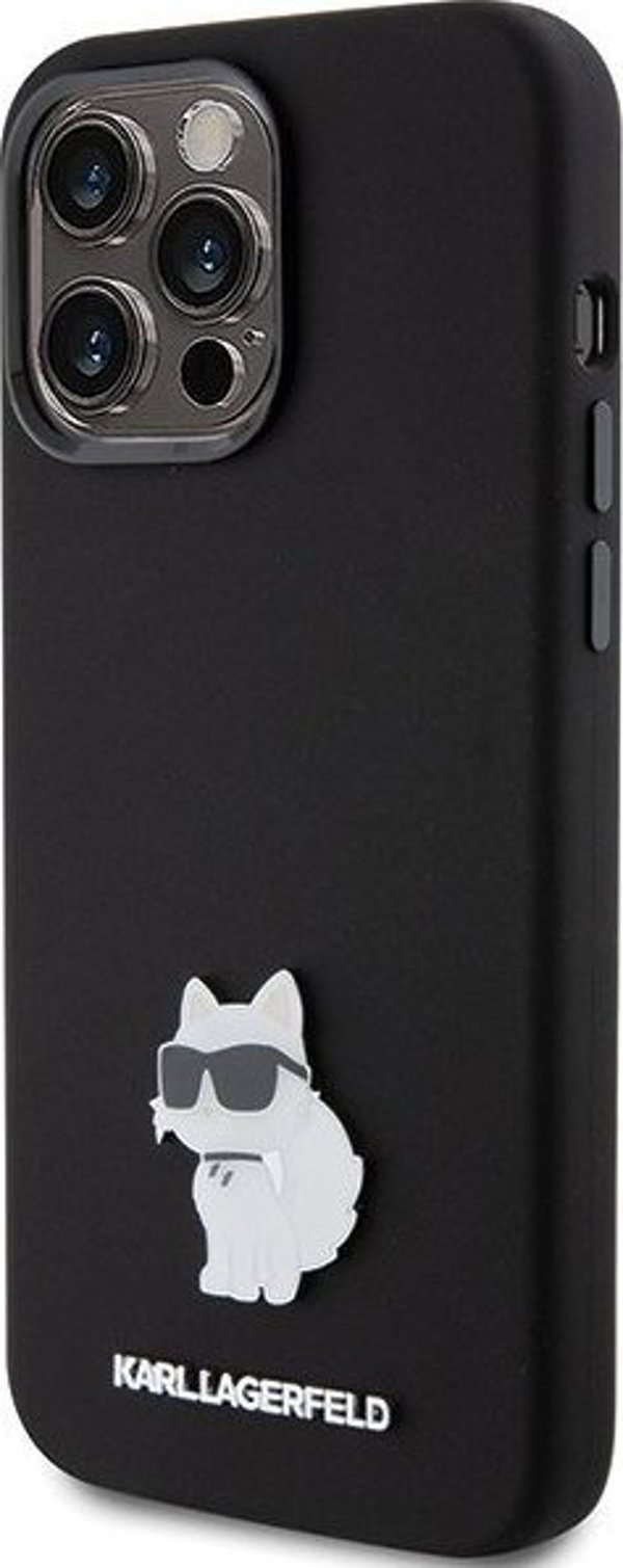 Karl Lagerfeld Karl Lagerfeld KLHCP15LSMHCNPK iPhone 15 Pro 6.1" μαύρη Σιλικόνη Choupette Metal Pin