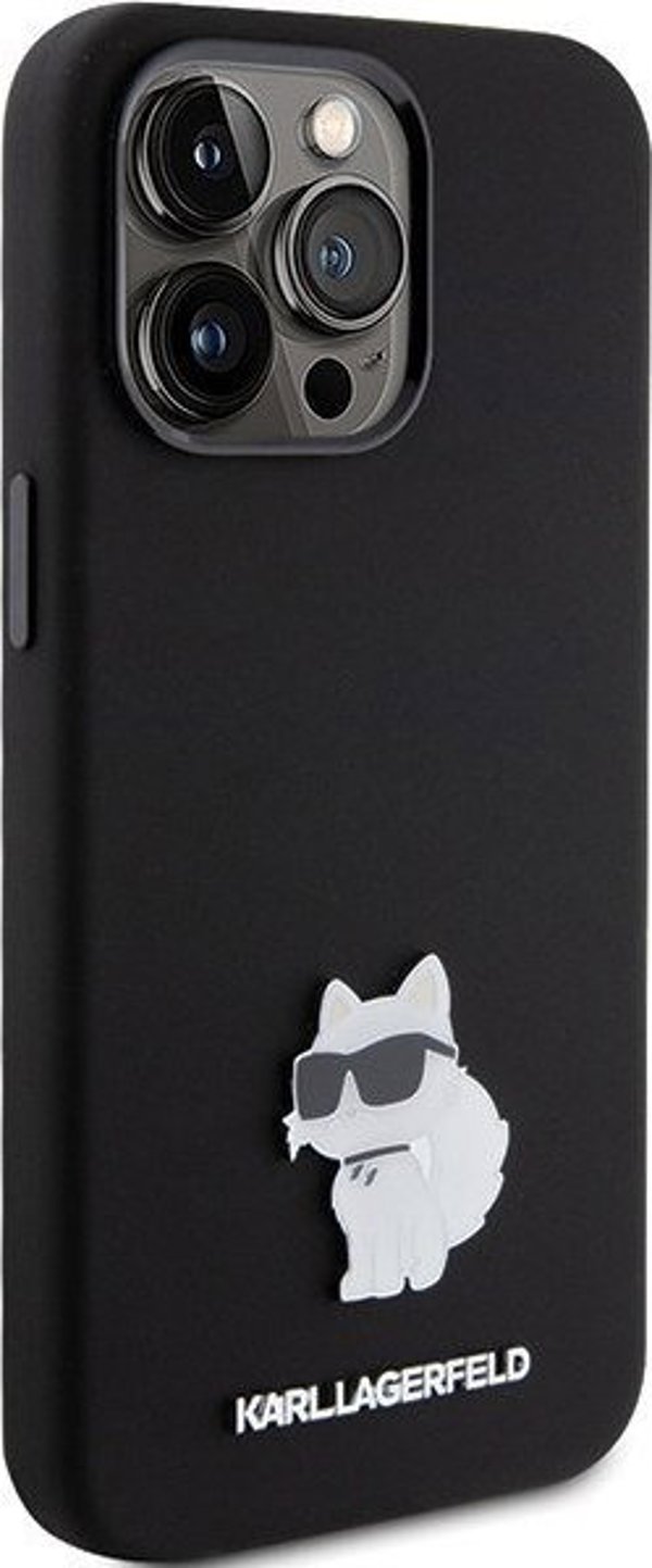 Karl Lagerfeld Karl Lagerfeld KLHCP15LSMHCNPK iPhone 15 Pro 6.1" μαύρη Σιλικόνη Choupette Metal Pin