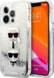 Κάλυμμα Karl Lagerfeld KLHCP13LKICGLS Apple iPhone 13 Pro ασημί σκληρή θήκη Liquid Glitter Karl&Choupette Head