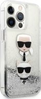 Κάλυμμα Karl Lagerfeld KLHCP13LKICGLS Apple iPhone 13 Pro ασημί σκληρή θήκη Liquid Glitter Karl&Choupette Head