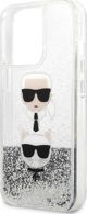 Κάλυμμα Karl Lagerfeld KLHCP13LKICGLS Apple iPhone 13 Pro ασημί σκληρή θήκη Liquid Glitter Karl&Choupette Head